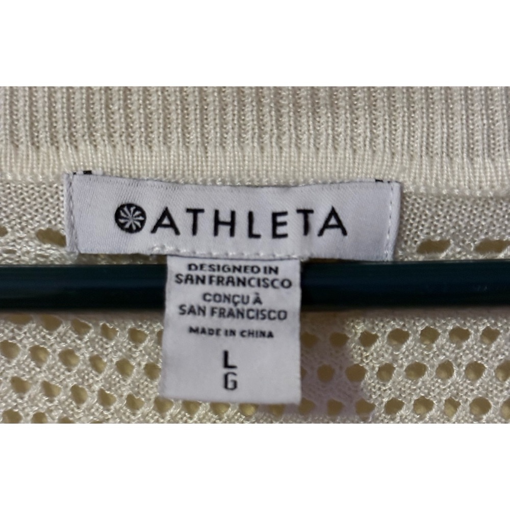 Athleta Elegant Cream Knit Sweater Long Sleeves Lightweight Size L - Picture 6 of 7